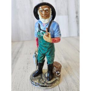 Vintage gort American fisherman Fisher fish CA 1870 bone China figurine sculptur